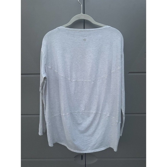 Lululemon Women's Back In Action Space Dye Grey Long Sleeves Pullover Tee Sz 10 - Picture 7 of 12